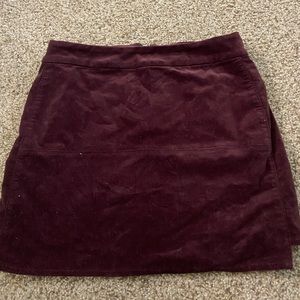 Red velvet mini skirt